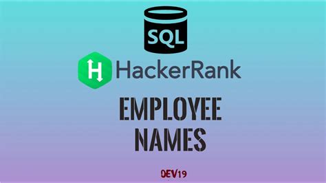 All the RDBMS like MySQL, Informix, Oracle, MS Access and SQL Server use SQL as their standard database language. . Youngest employees hackerrank solution